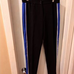 Sandro Black Joggers with Blue and White Stripes